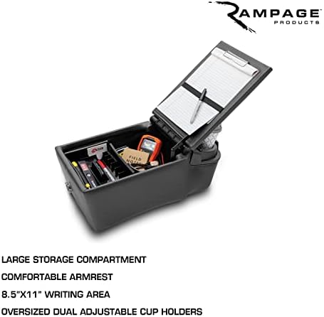 Rampage Console קבלן מושב ספסל אוניברסלי עם מחזיקי כוסות מתכווננים גדולים יותר | צבע פחם | 39423